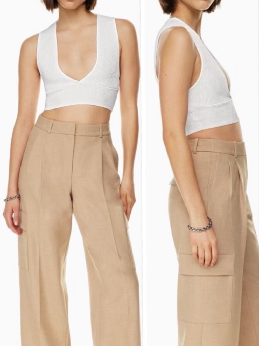 Babaton Textured Knit Crop Top in Cream - Picture 3 of 9
